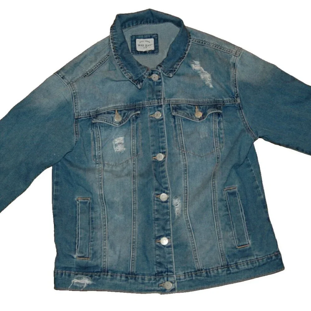 Wax Jean Jacket Women's Distressed Size S